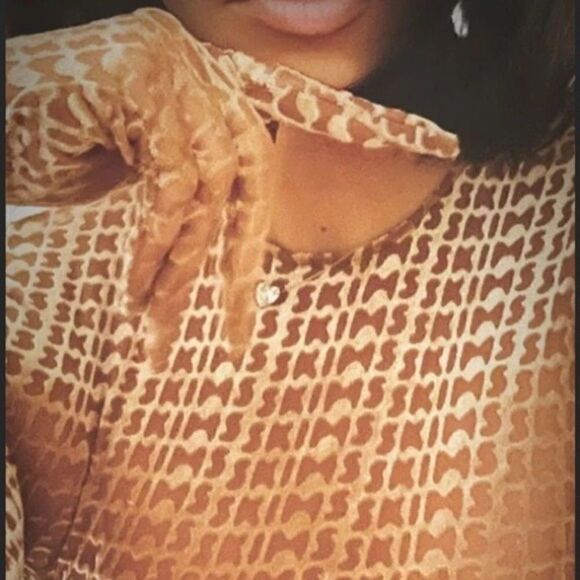 NWT SKIMS Velvet Logo mesh pants in peach - Picture 3 of 6